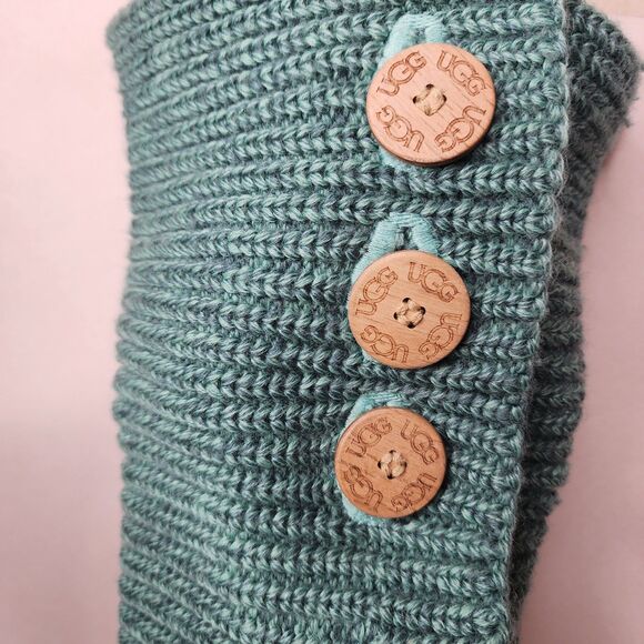 Ugg Classic Cardy Knit Boots Turquoise Green Sheepskin Wool Womens 9 - Picture 2 of 8